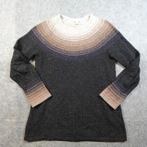 J Jill Sweater‎ Womens Small Charcoal Tan Fair Isle Nordic Knit Textured Tunic